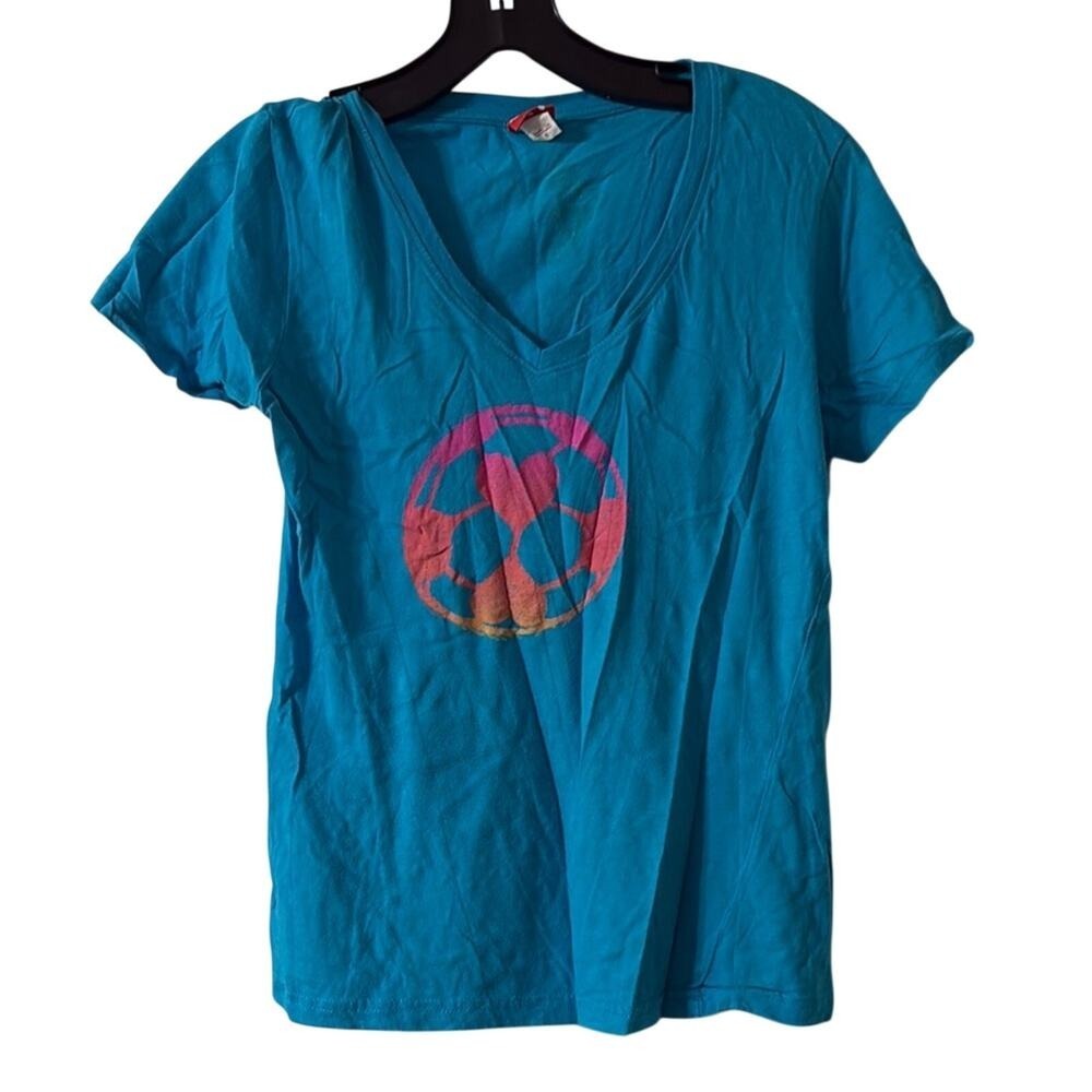 Puma Blue and Pink Fitted Short‎ Sleeve T-Shirt Juniors Size Small